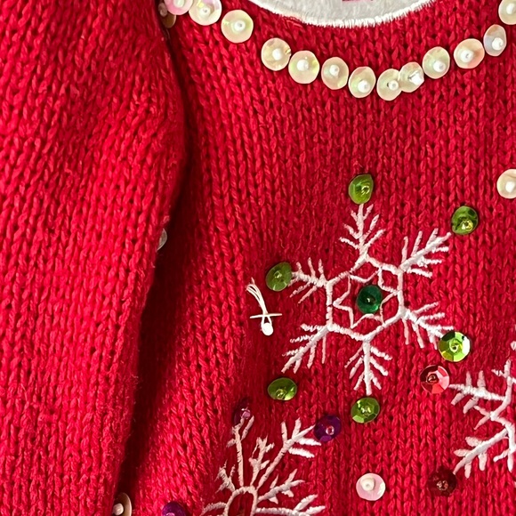 Christmas Sweater Holiday Red Snowman Cardigan - Picture 2 of 9